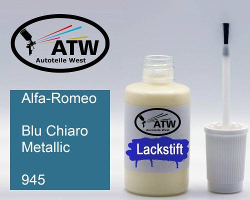 Alfa-Romeo, Blu Chiaro Metallic, 945: 20ml Lackstift, von ATW Autoteile West.